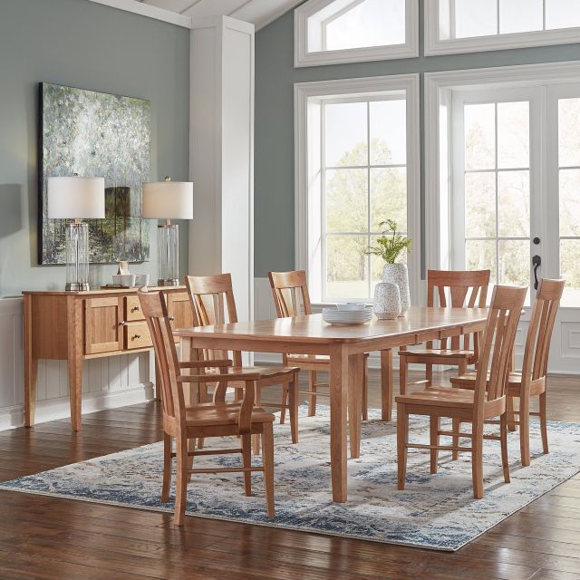 Amish Natural Cherry Dining Room 7 Piece Set Table with 4 Side Chairs 2 Arm Chairs Bernie Phyl s Furniture