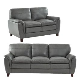 Dove Grey Leather Sofa And Loveseat, Gray Leather Couch