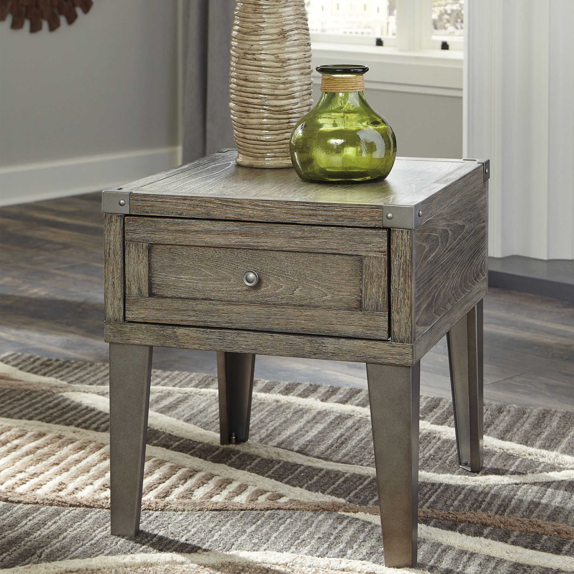 Chazney Rustic Brown End Table - Bernie & Phyl's Furniture