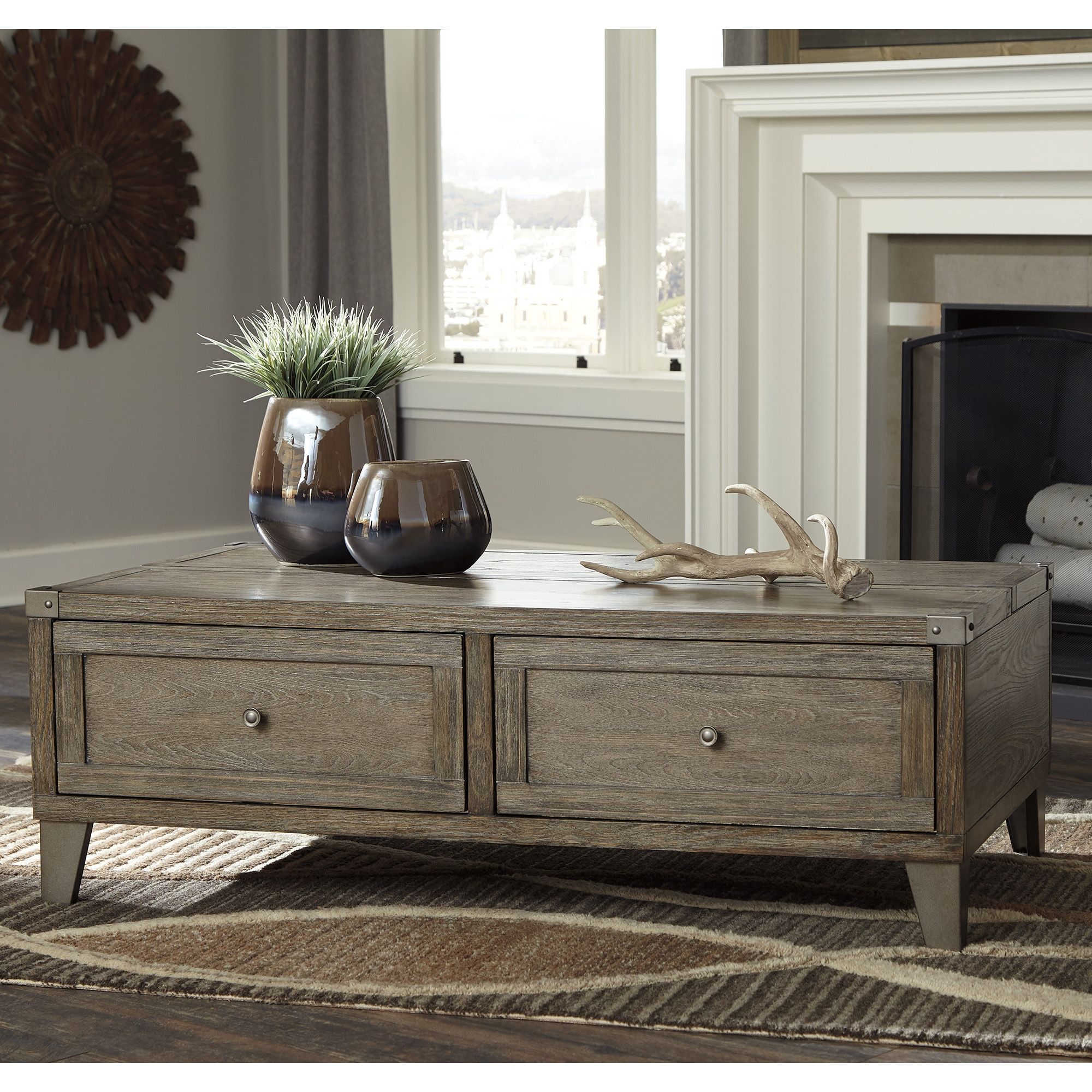Chazney Rustic Brown Lift Top Cocktail Table - Bernie & Phyl's Furniture