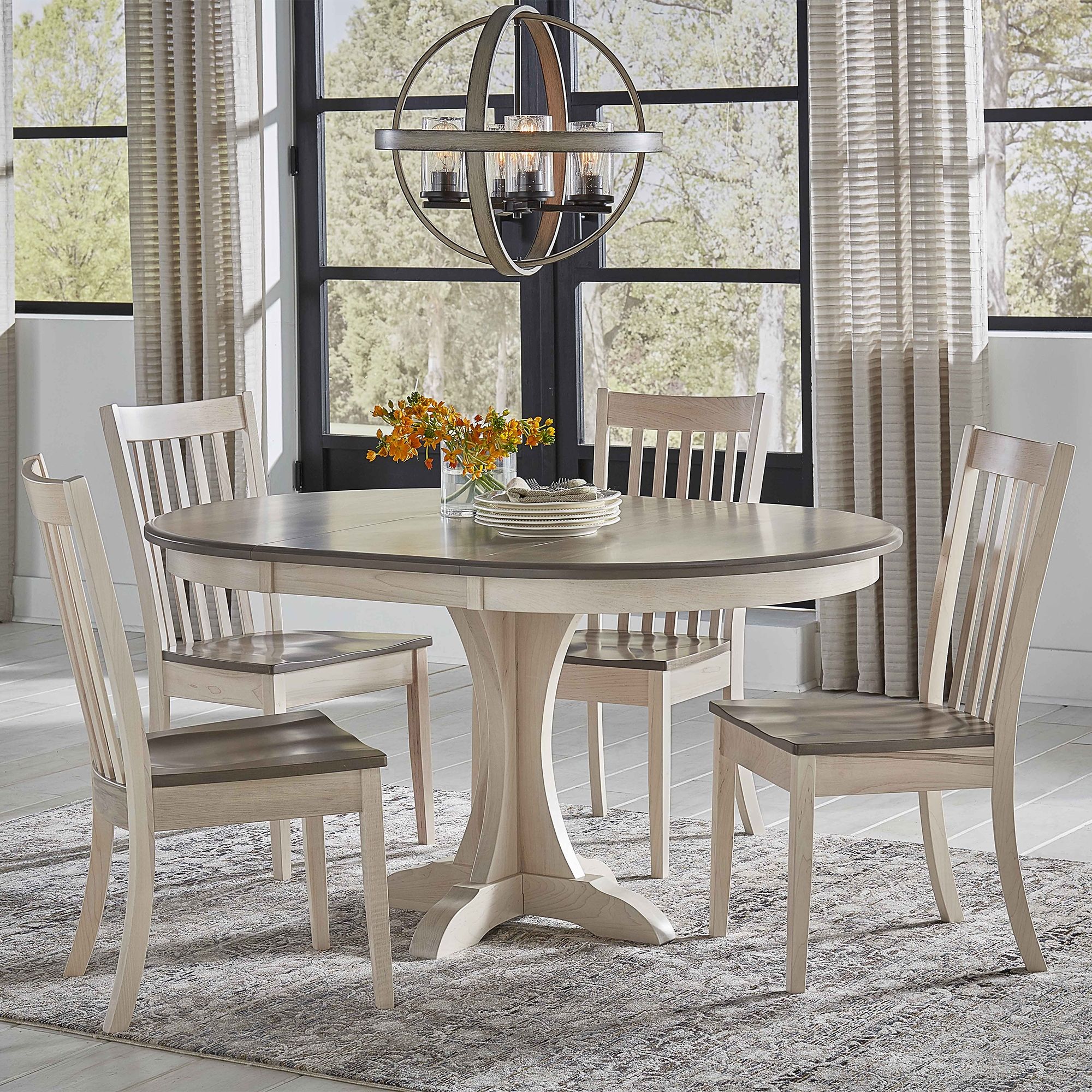Driftwood Maple 5 Piece Dining Set, Round Table Dining Set For 5
