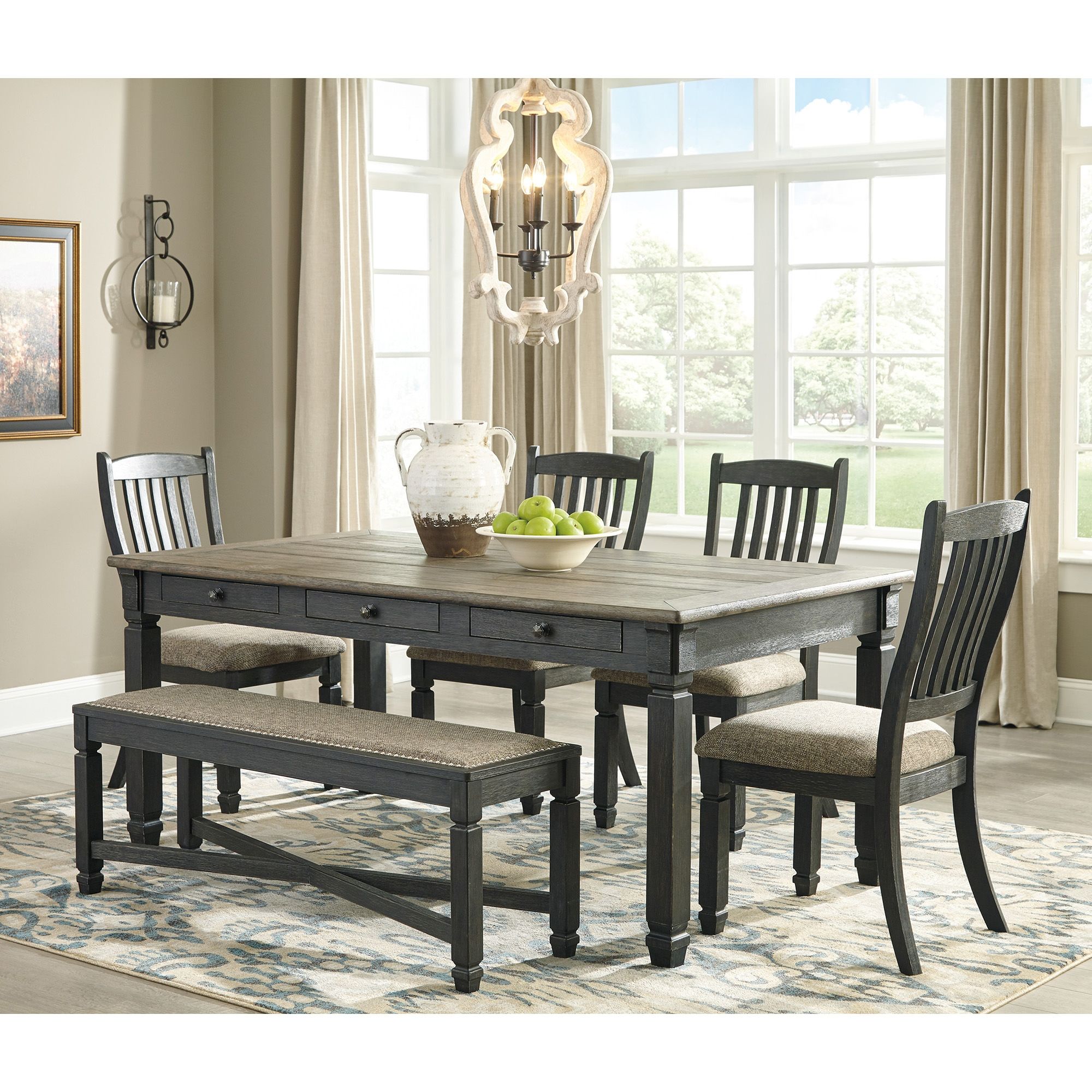 tyler creek 6 piece dining set (rectangular table with 4 side