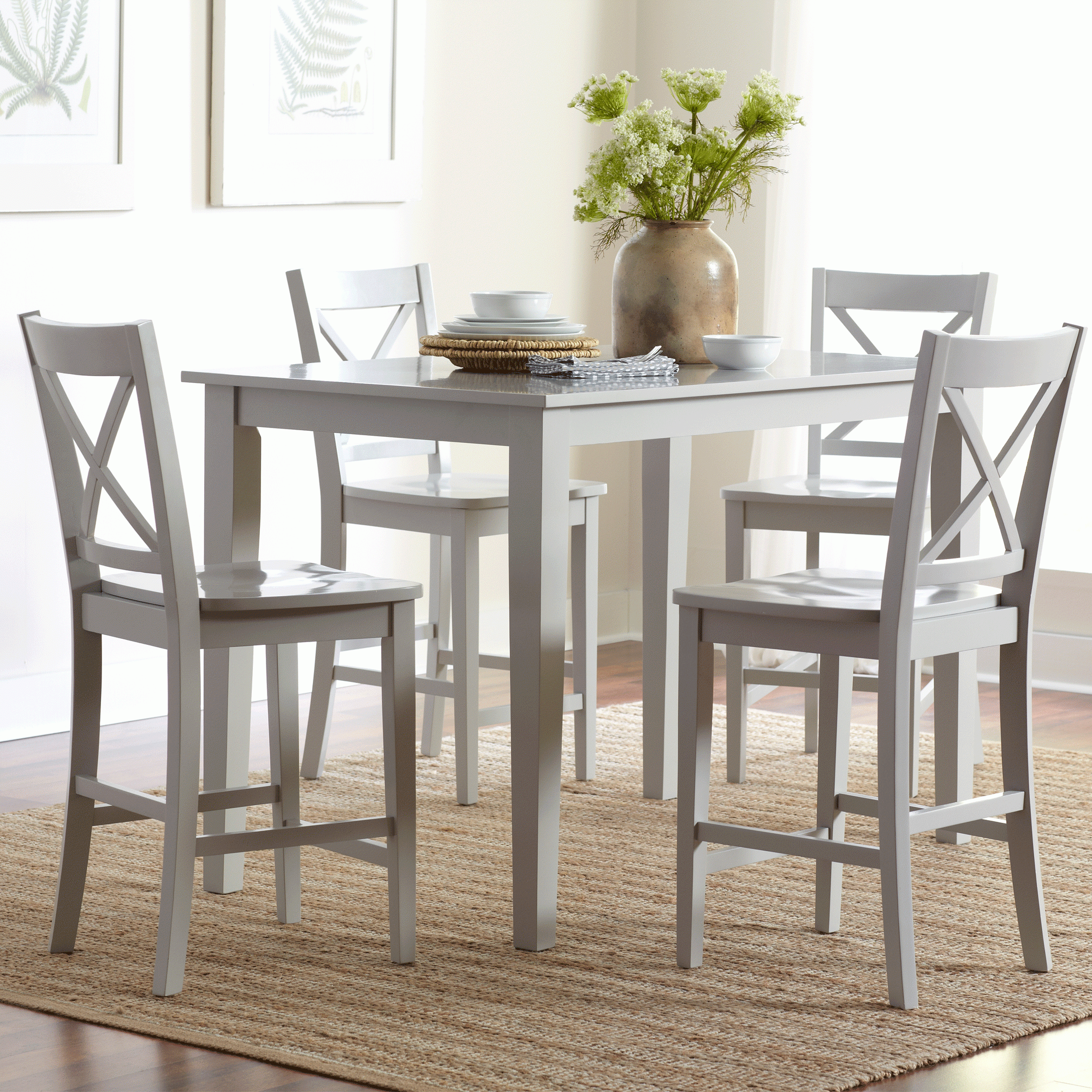 5 piece counter height dining set gray 2025