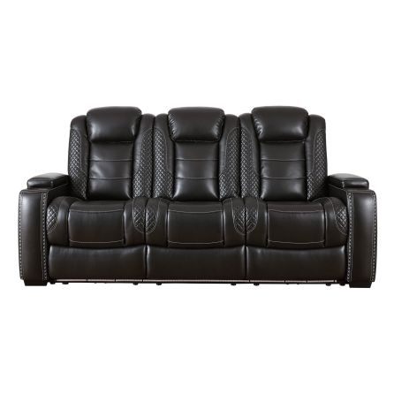 Party Time Midnight Power Headrest Reclining Sofa with Drop Down Table