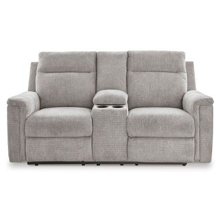 Front view of Barnsana Ash Power Reclining Console Loveseat