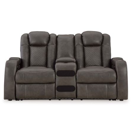 Front view of Fyne-Dyme Shadow Power Headrest Reclining Console Loveseat