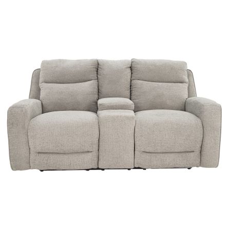 Front view of Cape Cod Power Headrest Reclining Console Loveseat