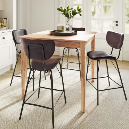 Urban Archive 5 Piece Dining Set (Counter Table with 4 Brown Stools)
