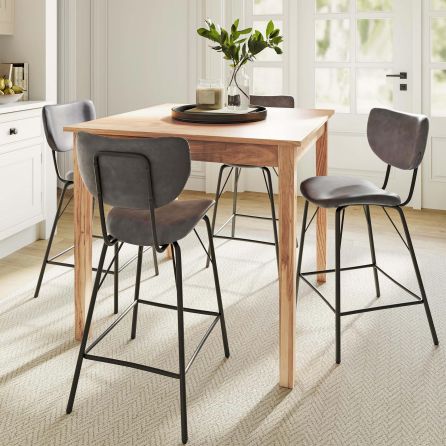 Urban Archive 5 Piece Dining Set (Counter Table with 4 Grey Stools)