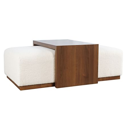 Front view of Hudson Walnut Cocktail Ottoman with Table