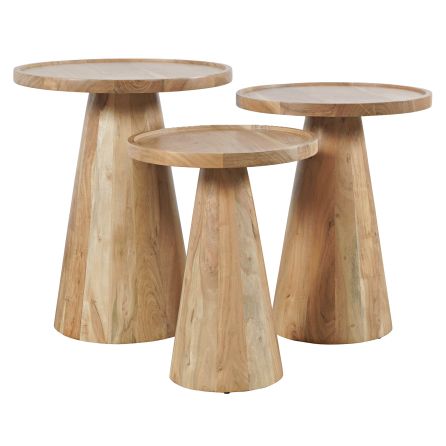 Front view of Knox Natural 3 piece accent tables