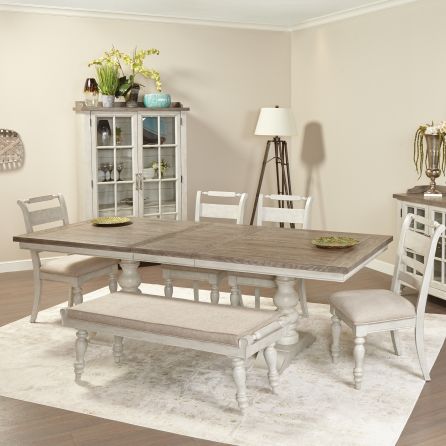 Cape Cod 6 Piece Dining Set (Table with 4 Side Chairs and Bench)