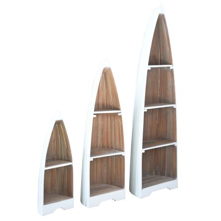 Whitewash Driftwood Set of 3 Bookcases