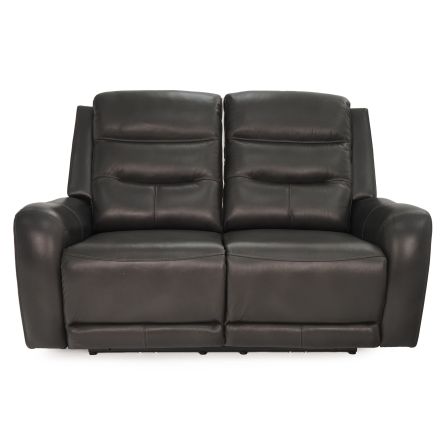 Front view of Cally Charcoal reclining loveseat