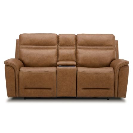 Front view of Cooper Camel Zero Gravity Power Headrest Reclining Console Loveseat with Power Lumbar