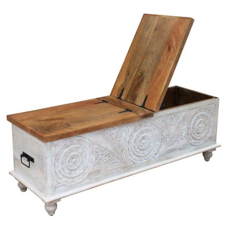 Victoria Whitewash Natural Cocktail Trunk Table