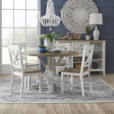 Lakeshore White 5 Piece Dining Set (Table with 4 Side Chairs)