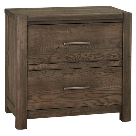 Front view of Crafted Oak/Aged Grey nightstand