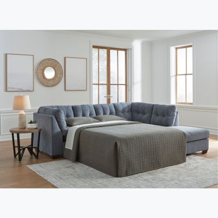 Front view of Marleton Denim 2 Piece Sleeper Sectional