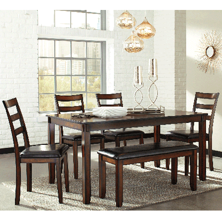 Coviar 6 Piece Dinette (Table with 4 Side Chairs and Bench)