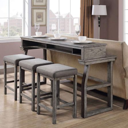 Hayden Way 4 Piece Console Bar Set (Console Bar Table with 3 Upholstered Stools)