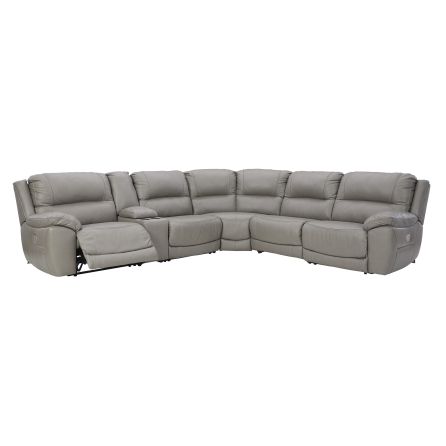 Front view of Dunleith Gray 6 Piece Power Headrest Reclining Sectional