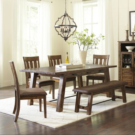 Aspen 6 Piece Dining Set (Table with 4 Side Chairs and Bench)