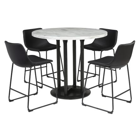 Centiar 5 Piece Dining Set (Table with 4 Brown Stools)