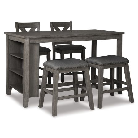 Caitbrook 4 Piece Dinette (Table with 2 Counter Stools and 2 Backless Stools)