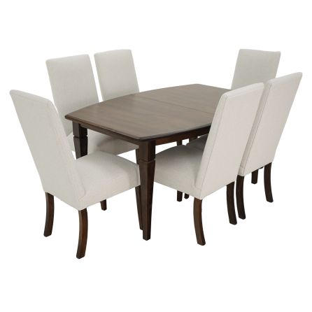 Maple Earthtone 7 Piece Dining Set (Table with 6 Parson Chairs)