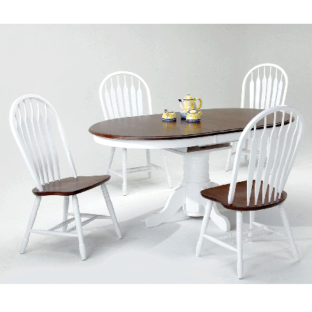 White and Chestnut 5 Piece Dining Room (Table with 4 Side Chairs)