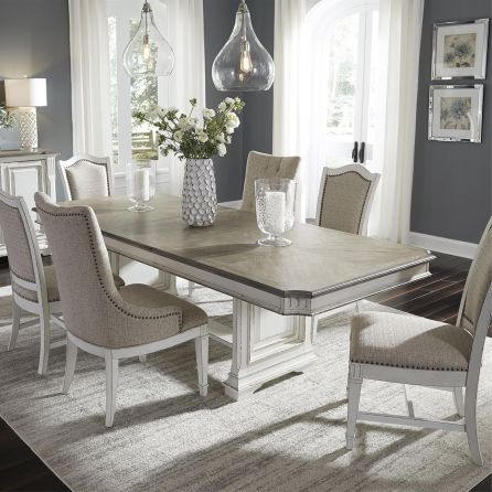 Abbey Park 7 Piece Dining Room (Table with 4 Upholstered Side Chairs and 2 Hostess Chairs)
