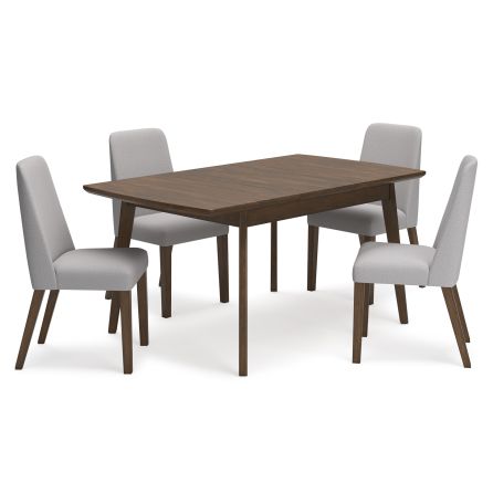 Lyncott 5 Piece Dining Set (Rectangular Table with 4 Grey Side Chairs)