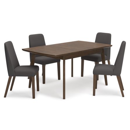 Lyncott 5 Piece Dining Set (Rectangular Table with 4 Charcoal Side Chairs)
