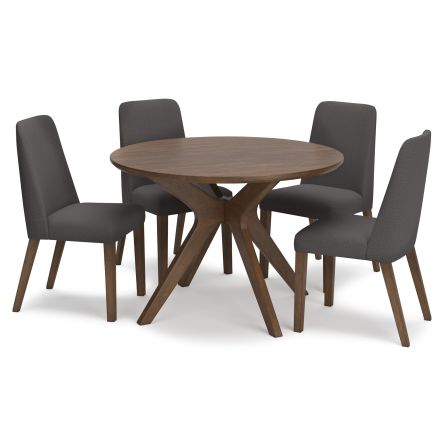 Lyncott 5 Piece Round Dining Set (Table with 4 Charcoal Side Chairs)