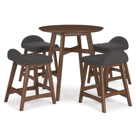 Lyncott 5 Piece Counter Set (Table with 4 Charcoal Stools)