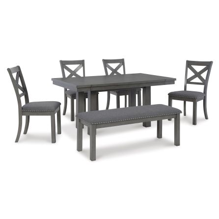 Myshanna 6 Piece Dining Set (Rectangular Table with 4 Side Chairs and Bench)