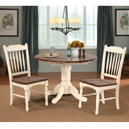 British Isles 3 Piece Dining Set (Drop Leaf Table with 2 Slatback Side Chairs)