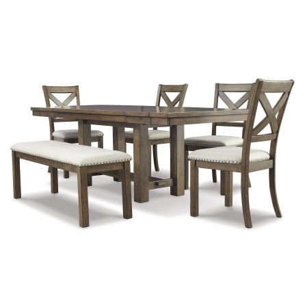 Moriville 6 Piece Dining Set (Table with 4 Side Chairs and Bench