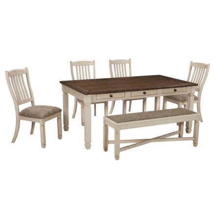 Bolanburg 6 Piece Dining Set (Rectangular Table with 4 Side Chairs and Bench)