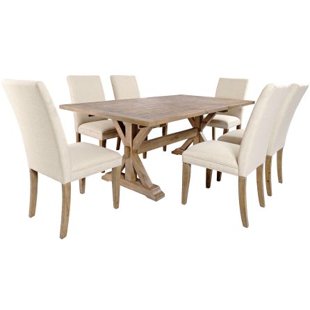 Carlyle Crossing 7 Piece Dining Set (Rectangular Table with 6 Upholstered Side Chairs)