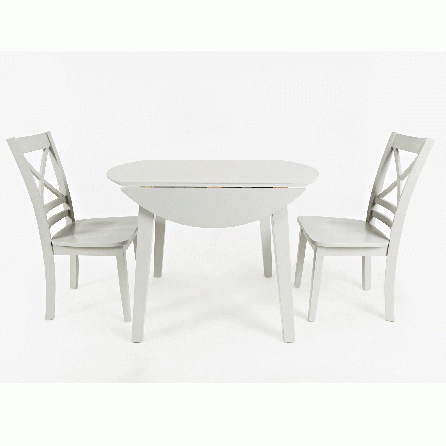 Simplicity Dove Grey 3 Piece Drop Leaf Table Set (Drop Leaf Table with 2 Side Chairs)
