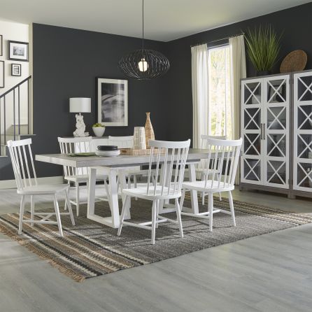 Palmetto Heights 7 Piece Dining Set (Trestle Table with 6 Wood Side Chairs)