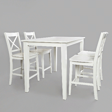 Simplicity Paperwhite 5 Piece Counter Set (Counter Table with 4 X-Back Stools)