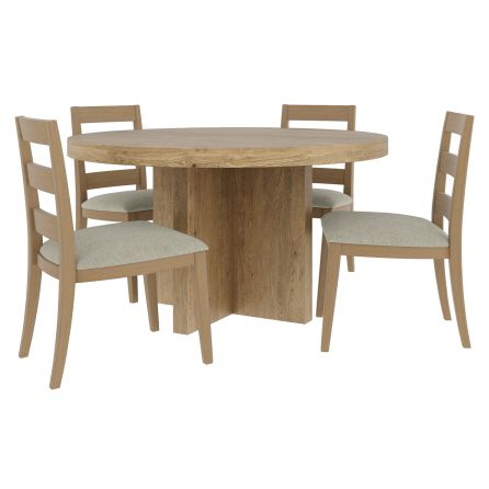 Davie 5 Piece Round Dining Set (Table with 4 Seat Upholstered Side Chairs)