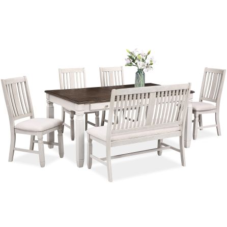 Duck Harbor 6 Piece Dining Set (Table with 4 Side Chairs and Bench)