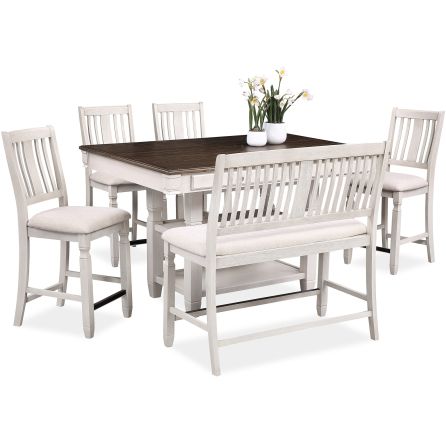 Duck Harbor 6 Piece Counter Set (Counter Table with 4 Stools and Bench)