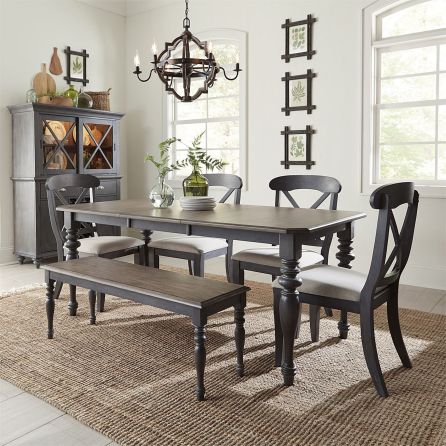 Ocean Isle 6 Piece Dinette Set (Table with 4 Side Chairs and Bench)
