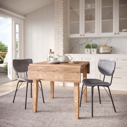 Urban Archive 3 Piece Dinette Set (Drop Leaf Table with 2 Grey Side Chairs)