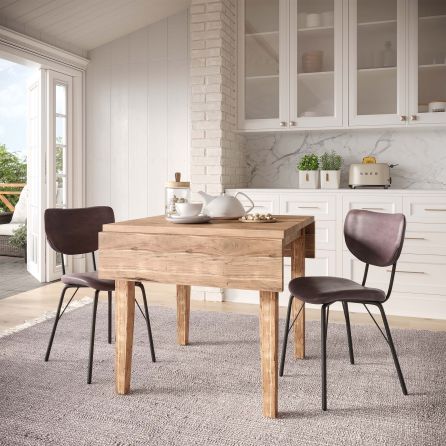 Urban Archive 3 Piece Dinette Set (Drop Leaf Table with 2 Brown Side Chairs)